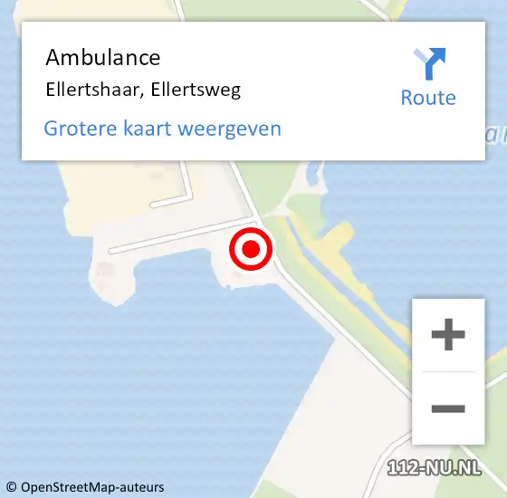 Locatie op kaart van de 112 melding: Ambulance Ellertshaar, Ellertsweg op 17 oktober 2013 20:17