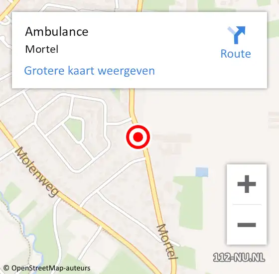 Locatie op kaart van de 112 melding: Ambulance Mortel op 17 oktober 2013 20:19