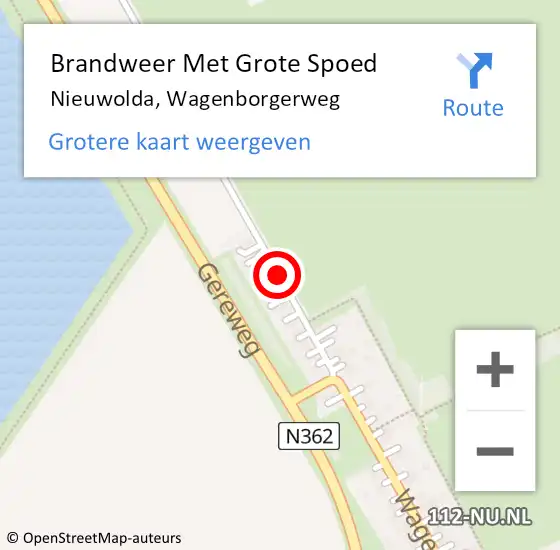 Locatie op kaart van de 112 melding: Brandweer Met Grote Spoed Naar Nieuwolda, Wagenborgerweg op 16 oktober 2014 20:48