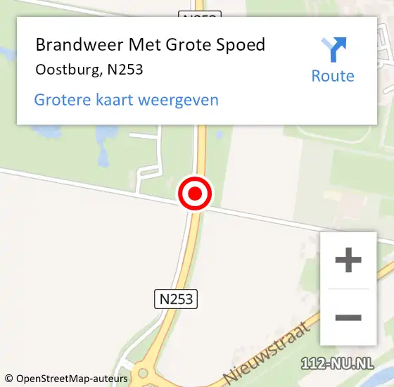 Locatie op kaart van de 112 melding: Brandweer Met Grote Spoed Naar Oostburg, N253 op 17 oktober 2014 12:56