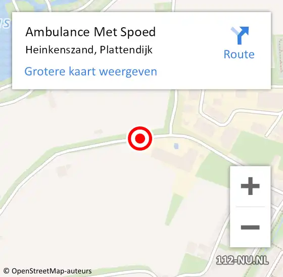 Locatie op kaart van de 112 melding: Ambulance Met Spoed Naar Heinkenszand, Plattendijk op 18 oktober 2014 08:56