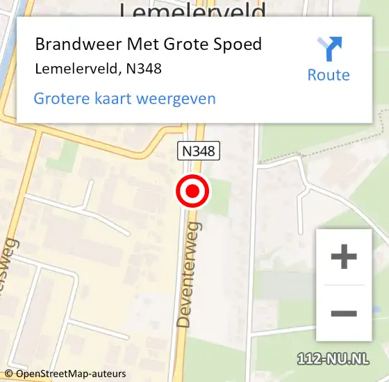 Locatie op kaart van de 112 melding: Brandweer Met Grote Spoed Naar Lemelerveld, N348 op 18 oktober 2014 13:02
