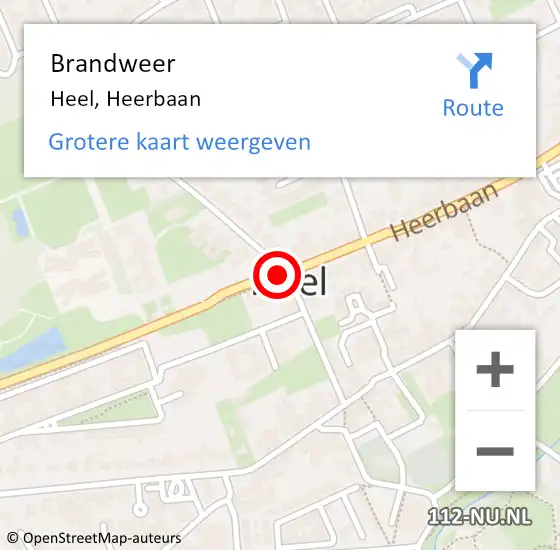 Locatie op kaart van de 112 melding: Brandweer Heel, Heerbaan op 18 oktober 2014 14:43