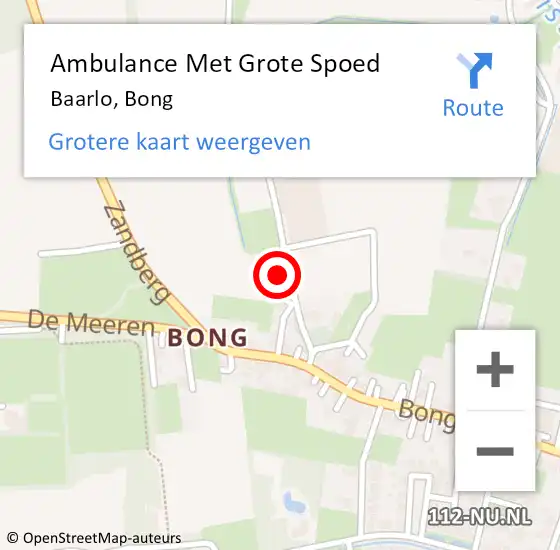 Locatie op kaart van de 112 melding: Ambulance Met Grote Spoed Naar Baarlo, Bong op 18 oktober 2014 20:25