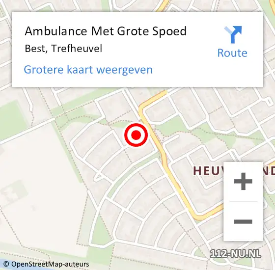 Locatie op kaart van de 112 melding: Ambulance Met Grote Spoed Naar Best, Trefheuvel op 19 oktober 2014 11:15