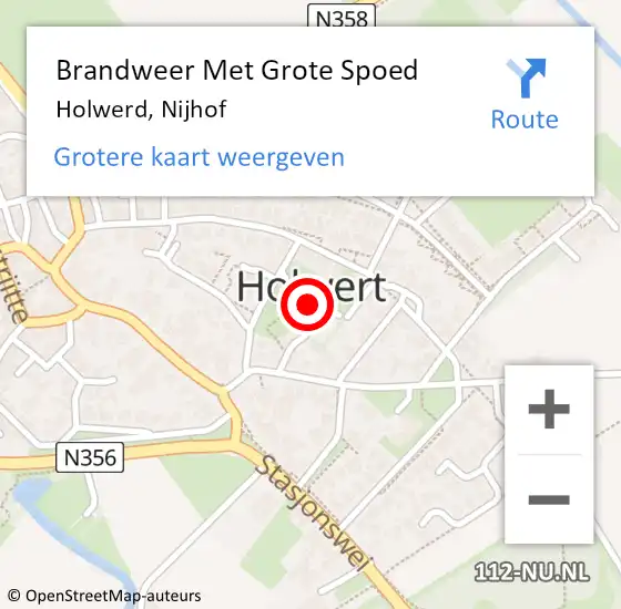 Locatie op kaart van de 112 melding: Brandweer Met Grote Spoed Naar Holwerd, Nijhof op 19 oktober 2014 12:16