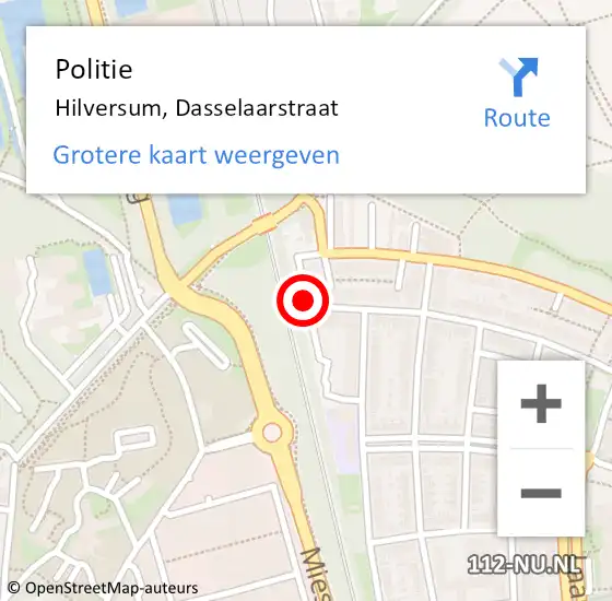 Locatie op kaart van de 112 melding: Politie Hilversum, Dasselaarstraat op 19 oktober 2014 12:19