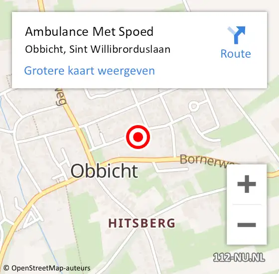 Locatie op kaart van de 112 melding: Ambulance Met Spoed Naar Obbicht, Sint Willibrorduslaan op 19 oktober 2014 15:58