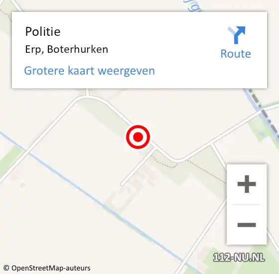Locatie op kaart van de 112 melding: Politie Erp, Boterhurken op 20 oktober 2014 07:03