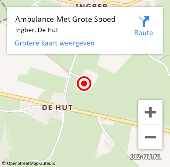 Locatie op kaart van de 112 melding: Ambulance Met Grote Spoed Naar Ingber, De Hut op 20 oktober 2014 09:47