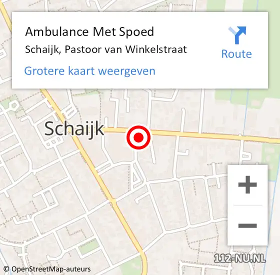 Locatie op kaart van de 112 melding: Ambulance Met Spoed Naar Schaijk, Pastoor van Winkelstraat op 20 oktober 2014 15:13