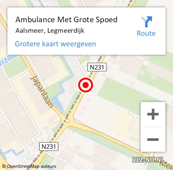 Locatie op kaart van de 112 melding: Ambulance Met Grote Spoed Naar Aalsmeer, Legmeerdijk op 21 oktober 2014 00:11
