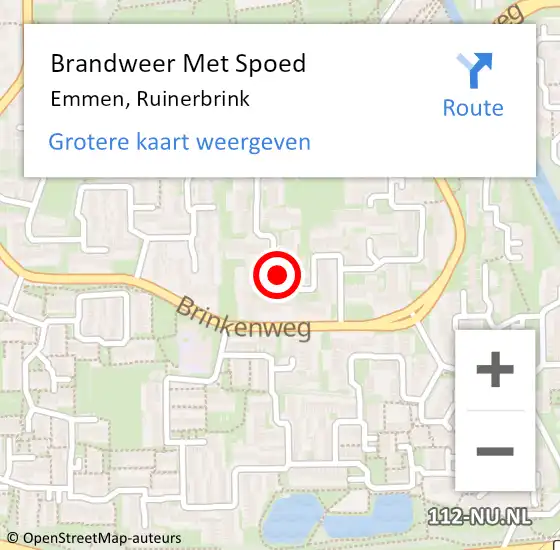 Locatie op kaart van de 112 melding: Brandweer Met Spoed Naar Emmen, Ruinerbrink op 21 oktober 2014 03:06