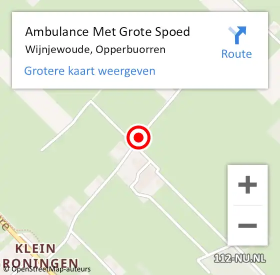 Locatie op kaart van de 112 melding: Ambulance Met Grote Spoed Naar Wijnjewoude, Opperbuorren op 21 oktober 2014 07:12