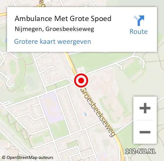 Locatie op kaart van de 112 melding: Ambulance Met Grote Spoed Naar Nijmegen, Groesbeekseweg op 21 oktober 2014 07:56
