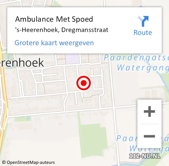 Locatie op kaart van de 112 melding: Ambulance Met Spoed Naar 's-Heerenhoek, Dregmansstraat op 18 oktober 2013 10:45
