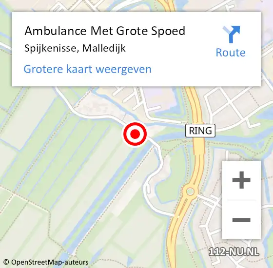 Locatie op kaart van de 112 melding: Ambulance Met Grote Spoed Naar Spijkenisse, Malledijk op 21 oktober 2014 12:50