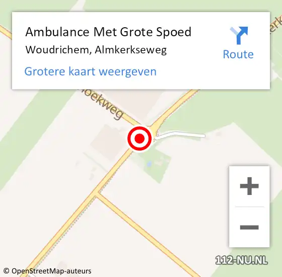 Locatie op kaart van de 112 melding: Ambulance Met Grote Spoed Naar Woudrichem, Almkerkseweg op 21 oktober 2014 20:08