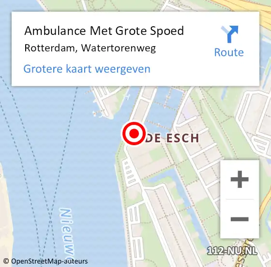 Locatie op kaart van de 112 melding: Ambulance Met Grote Spoed Naar Rotterdam, Watertorenweg op 21 oktober 2014 20:18