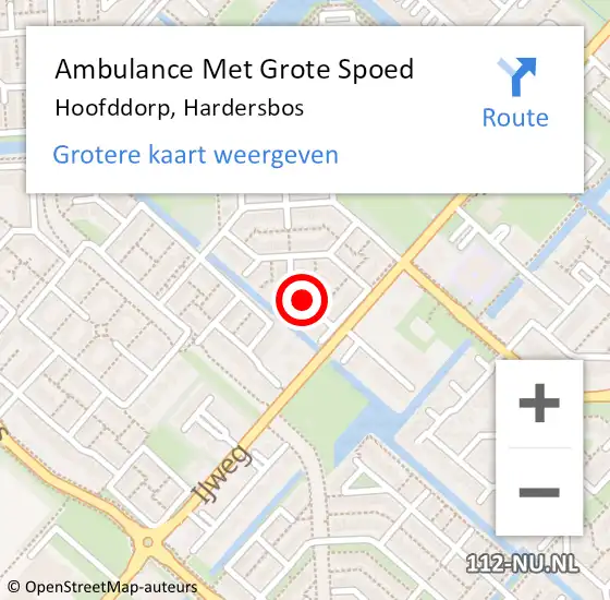 Locatie op kaart van de 112 melding: Ambulance Met Grote Spoed Naar Hoofddorp, Hardersbos op 21 oktober 2014 21:12