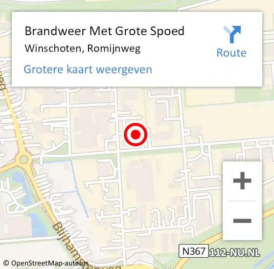 Locatie op kaart van de 112 melding: Brandweer Met Grote Spoed Naar Winschoten, Romijnweg op 22 oktober 2014 01:25