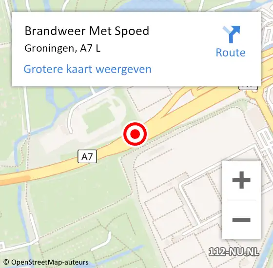 Locatie op kaart van de 112 melding: Brandweer Met Spoed Naar Groningen, A7 L op 22 oktober 2014 09:49