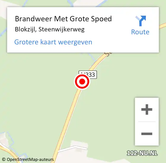 Locatie op kaart van de 112 melding: Brandweer Met Grote Spoed Naar Blokzijl, Steenwijkerweg op 22 oktober 2014 10:04