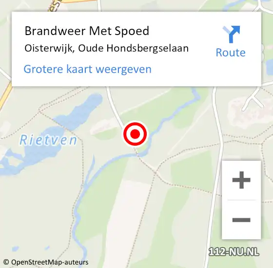 Locatie op kaart van de 112 melding: Brandweer Met Spoed Naar Oisterwijk, Oude Hondsbergselaan op 22 oktober 2014 19:10