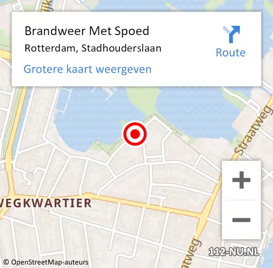 Locatie op kaart van de 112 melding: Brandweer Met Spoed Naar Rotterdam, Stadhouderslaan op 18 oktober 2013 13:31
