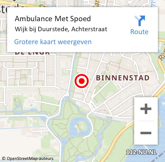 Locatie op kaart van de 112 melding: Ambulance Met Spoed Naar Wijk bij Duurstede, Achterstraat op 22 oktober 2014 23:08
