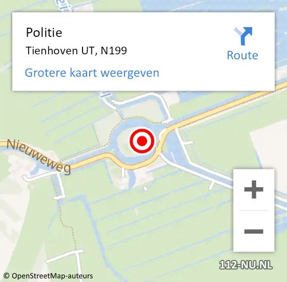 Locatie op kaart van de 112 melding: Politie Tienhoven UT, A12 L op 23 oktober 2014 02:29