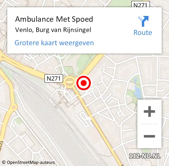 Locatie op kaart van de 112 melding: Ambulance Met Spoed Naar Venlo, Burg van Rijnsingel op 23 oktober 2014 12:06