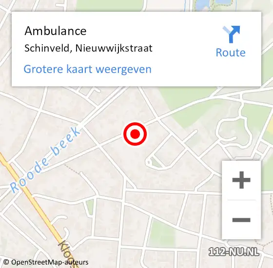 Locatie op kaart van de 112 melding: Ambulance Schinveld, Nieuwwijkstraat op 23 oktober 2014 12:37