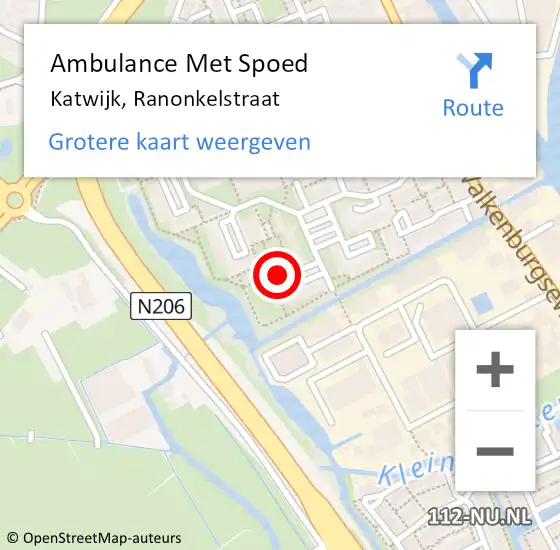 Locatie op kaart van de 112 melding: Ambulance Met Spoed Naar Katwijk, Ranonkelstraat op 23 oktober 2014 14:13