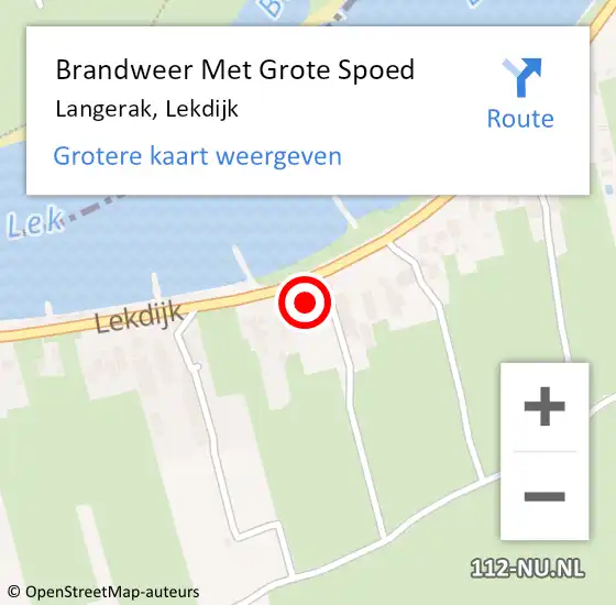 Locatie op kaart van de 112 melding: Brandweer Met Grote Spoed Naar Langerak, Lekdijk op 23 oktober 2014 14:43