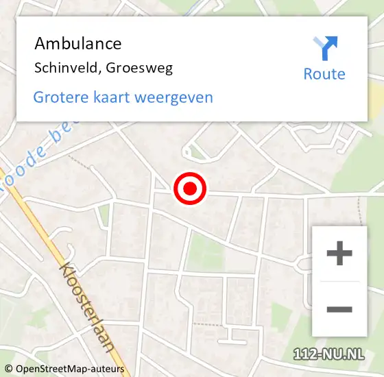 Locatie op kaart van de 112 melding: Ambulance Schinveld, Groesweg op 23 oktober 2014 15:11