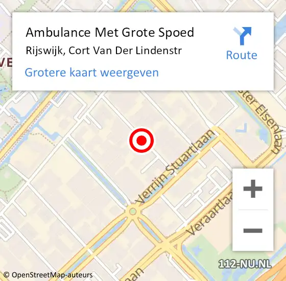 Locatie op kaart van de 112 melding: Ambulance Met Grote Spoed Naar Rijswijk, Cort Van Der Lindenstr op 23 oktober 2014 15:59