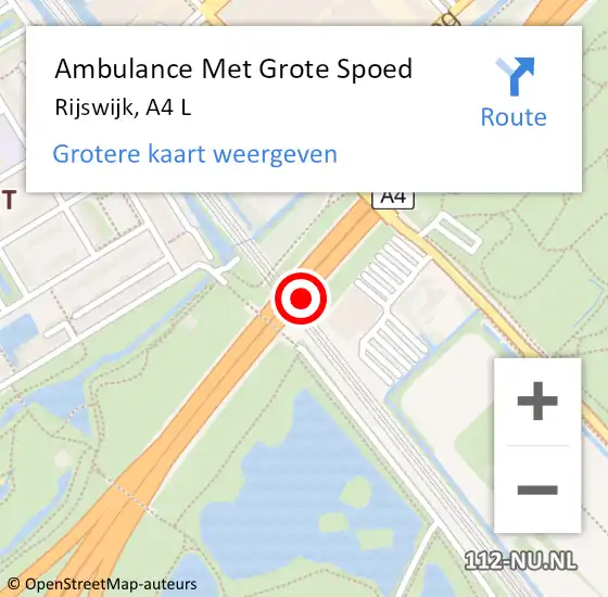 Locatie op kaart van de 112 melding: Ambulance Met Grote Spoed Naar Rijswijk, A4 L op 23 oktober 2014 19:06