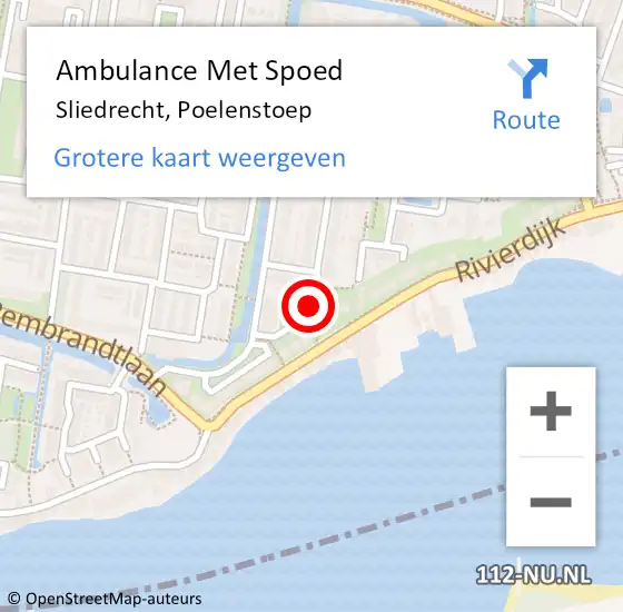 Locatie op kaart van de 112 melding: Ambulance Met Spoed Naar Sliedrecht, Poelenstoep op 24 oktober 2014 07:04