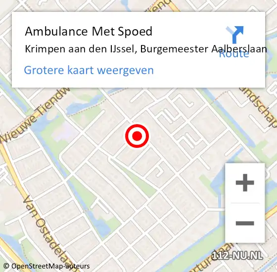 Locatie op kaart van de 112 melding: Ambulance Met Spoed Naar Krimpen aan den IJssel, Burgemeester Aalberslaan op 24 oktober 2014 09:28