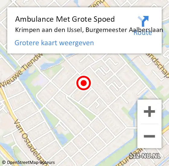 Locatie op kaart van de 112 melding: Ambulance Met Grote Spoed Naar Krimpen aan den IJssel, Burgemeester Aalberslaan op 24 oktober 2014 09:29
