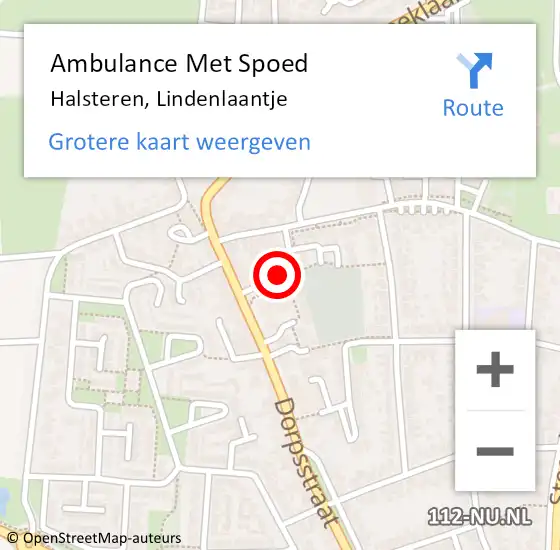 Locatie op kaart van de 112 melding: Ambulance Met Spoed Naar Halsteren, Lindenlaantje op 24 oktober 2014 10:46