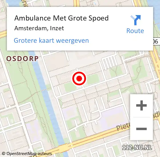 Locatie op kaart van de 112 melding: Ambulance Met Grote Spoed Naar Amsterdam, Inzet op 24 oktober 2014 12:17