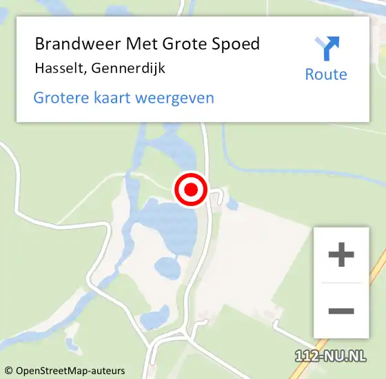 Locatie op kaart van de 112 melding: Brandweer Met Grote Spoed Naar Hasselt, Gennerdijk op 24 oktober 2014 14:11