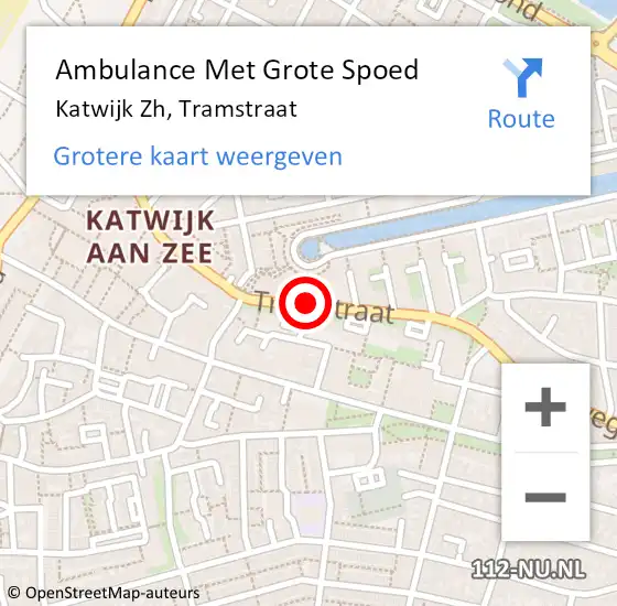 Locatie op kaart van de 112 melding: Ambulance Met Grote Spoed Naar Katwijk Zh, Tramstraat op 24 oktober 2014 16:31