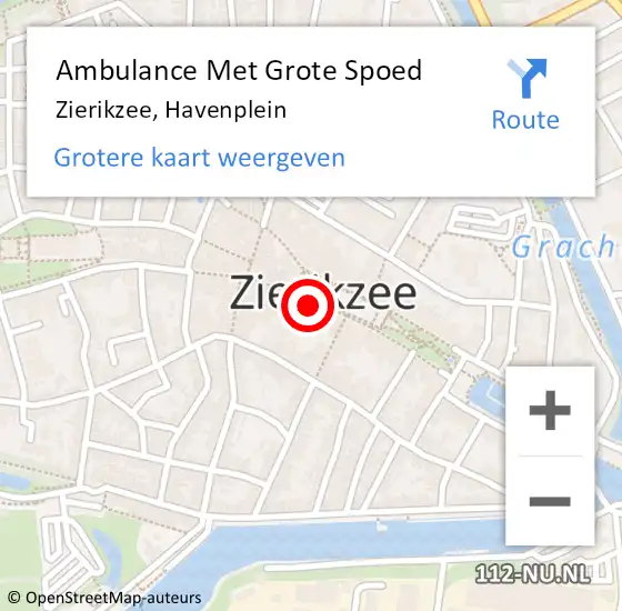Locatie op kaart van de 112 melding: Ambulance Met Grote Spoed Naar Zierikzee, Havenplein op 24 oktober 2014 18:28