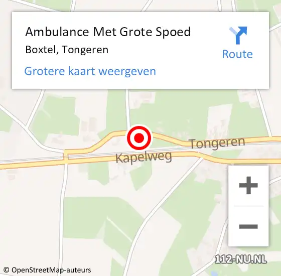 Locatie op kaart van de 112 melding: Ambulance Met Grote Spoed Naar Boxtel, Tongeren op 24 oktober 2014 19:21