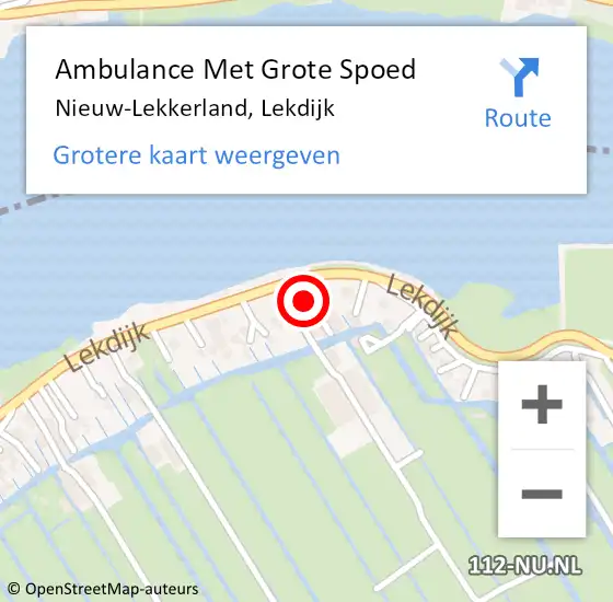 Locatie op kaart van de 112 melding: Ambulance Met Grote Spoed Naar Nieuw-Lekkerland, Lekdijk op 24 oktober 2014 21:33
