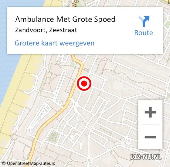Locatie op kaart van de 112 melding: Ambulance Met Grote Spoed Naar Zandvoort, Zeestraat op 25 oktober 2014 00:08