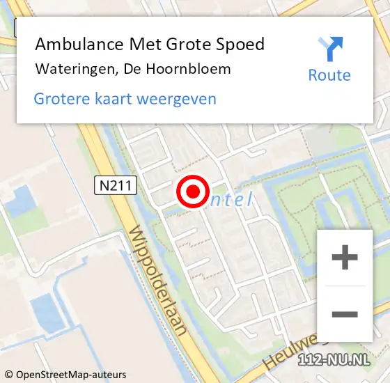 Locatie op kaart van de 112 melding: Ambulance Met Grote Spoed Naar Wateringen, De Hoornbloem op 25 oktober 2014 11:43